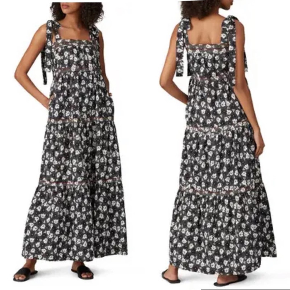 WARM Dress Big Love Floral Tiered Tie Shoulder Maxi Dress S